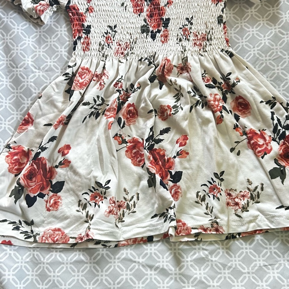 Stella Tweed Rose Print Smocked Dress